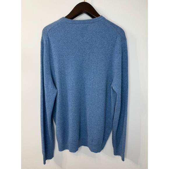 Jos A Bank Men's V Neck Cashmere Sweater Preppy Luxury Sz XL Blue - Picture 4 of 9